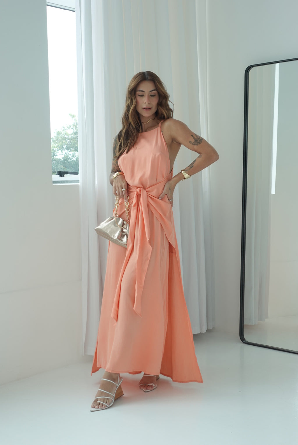 Vestido Gabriela salmão