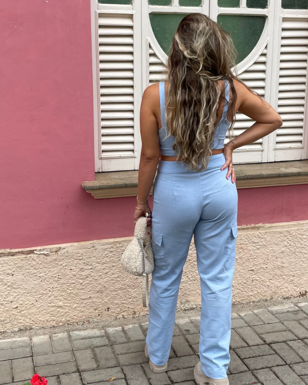 Calça Cargo Belly Azul